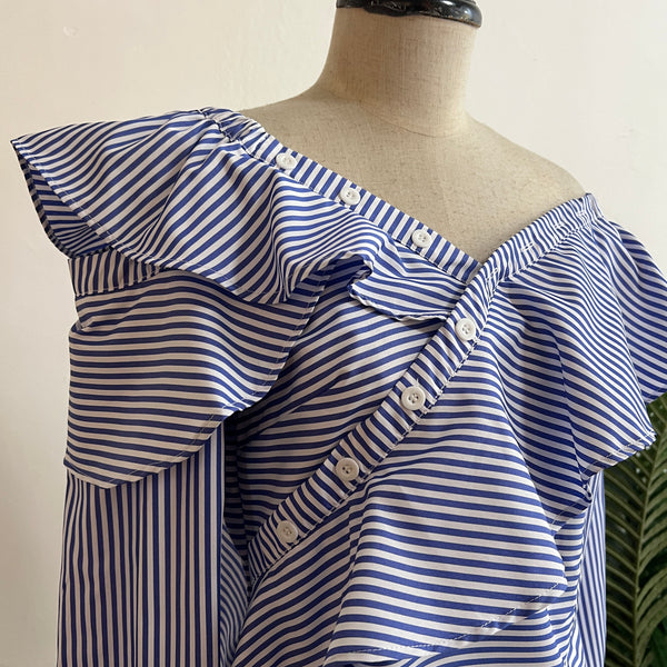 241285 -Striped Ruffle Top (40% Off)